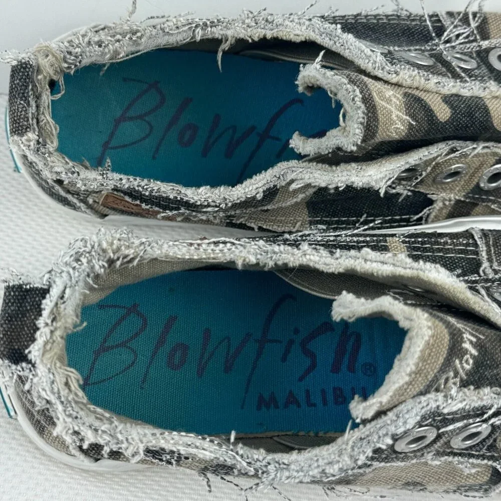 Blowfish Malibu Slip On Sneakers Womens Size 7 Multicolor Camouflage Canvas - Picture 7 of 15